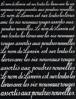 Lanvin (Cosmetics) 1939 "Le nom de Lanvin est sur toutes les lèvres..."