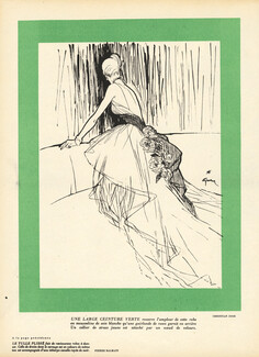 Christian Dior 1947 René Gruau, Une Large Ceinture Verte
