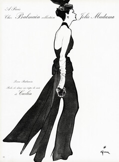 Pierre Balmain 1952 René Gruau, Evening Gown, Carlin