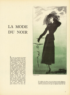 La Mode du Noir, 1947 - Robert Piguet Pierre Mourgue, Tailleur de velours noir