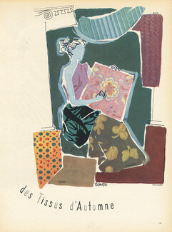 Des Tissus d'Automne, 1947 - Reinoso Coudurier, Pétillault, Rodier, Bucol, Colcombet, Meyer, Bianchini Férier..., 4 pages