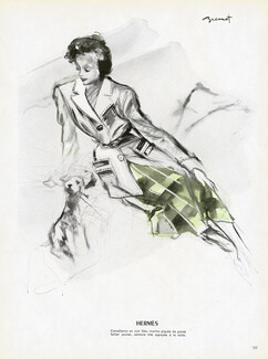Hermès 1947 Canadienne en cuir, Brénot, Fashion Illustration