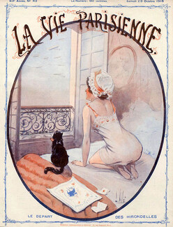 Louis Vallet 1915 Le Départ des Hirondelles, Chat, La Vie Parisienne