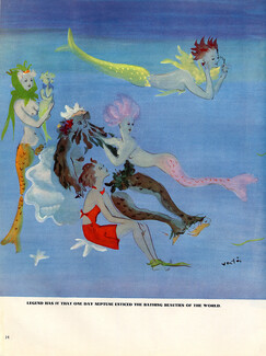Marcel Vertès 1937 Neptune, Mermaid, Mythology