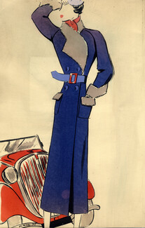 Raimon 1936 M. Küss Fashion Illustration Automobile