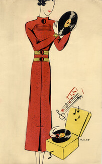 Raimon 1936 M. Küss Fashion Illustration Record Player