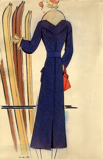 Raimon 1936 M. Küss Fashion Illustration Ski