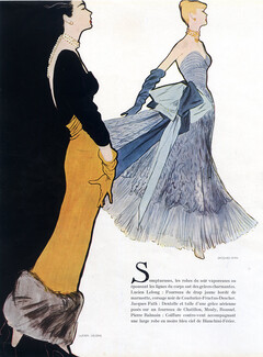 Lucien Lelong, Jacques Fath 1947 René Gruau, Evening Gowns