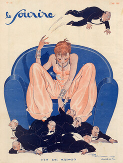Fin de saison, 1931 - Pem Pretty woman sorting out among rich old men, Cigarette Holder