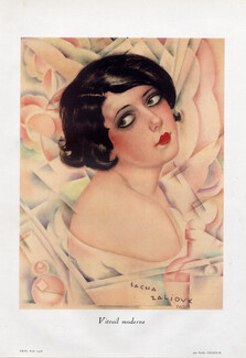 Vitrail Moderne, 1928 - Sacha Zaliouk Eros Portrait Make-Up Art Deco