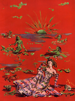 Christian Bérard 1939 Sunset, Mermaid, Fashion Illustration