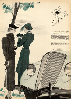 Schiaparelli 1935 Renault, Pierre Mourgue, Fashion Illustration