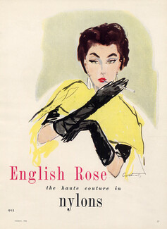English Rose (Nylons) 1955 Gloves, Cigarette Holder, Irwin Crosthwait