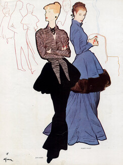 Jean Dessès & Robert Piguet 1947 René Gruau Evening Gowns