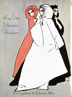 Christian Dior (Perfumes) 1961 René Gruau, Miss Dior, Diorissimo, Diorama