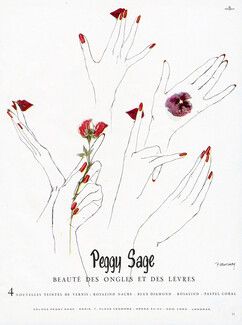 Peggy Sage (Cosmetics) 1958 Nail Polish Lipstick, Sylvia Braverman