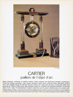 Cartier — Joailliers de l'objet d'art, 1980 - Pendules Mystérieuses et Parures, Art Déco, Photos J-P. Trosset, 4 pages