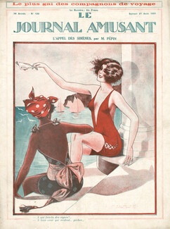 L'Appel des Sirènes, 1921 - Maurice Pépin Bathing Beauties, Le Journal Amusant Cover