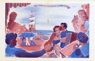Le "Margot" fait escale à la Redonne, 1938 - Pierre Simon Sailor, Prostitutes, Sailboat