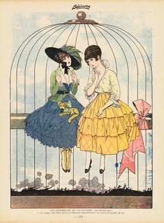 Hérouard 1915 Horrors of War, Bird Cage, Elegant Parisienne