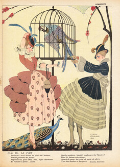 La Guerre et la Rue de la Paix p.2, 1916 - Gerda Wegener, Elegants, Peacock, Parrot, Art Deco
