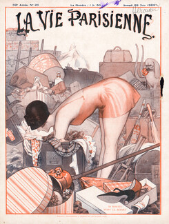 Armand Vallée 1924 La Vie Parisienne Cover, 30 Minutes Before Departure