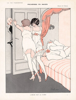 Fabien Fabiano 1913 "L'union fait la force" Sexy Girl, Nightgown