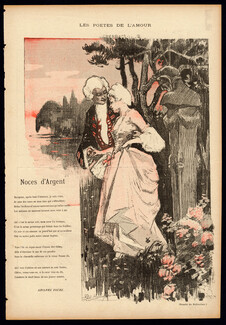 Noces d'Argent, 1895 - Paul Balluriau Sculpted Faun, Lovers, Marquise