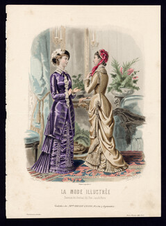 Anaïs Toudouze 1880 La Mode Illustrée N°17, Original Fashion Engraving
