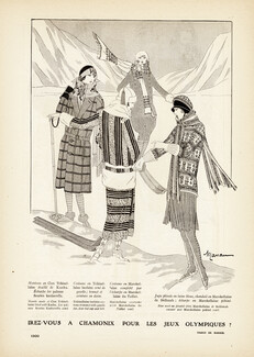 Irez-vous à Chamonix pour les Jeux Olympiques ?, 1923 - Rodier Skiers, Manon, Fashion Illustration