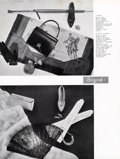 Signé : Paris, 1958 - Hermès (sac, gants, foulard), Sterlé, Cédric Boucheron, Duvelleroy, Germaine Guérin, Photo Jahan