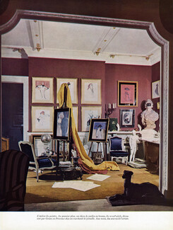 Chez Gruau à Paris, 1951 - L'Atelier du peintre René Gruau