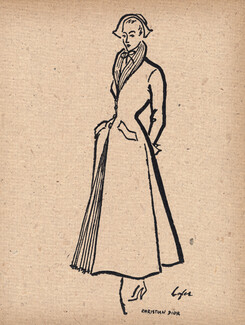 Christian Dior 1947 Fashion Illustration, Lofer