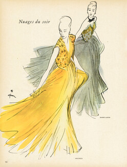 Molyneux, Jeanne Lanvin 1947 Nuages du Soir, Evening Gown, René Gruau