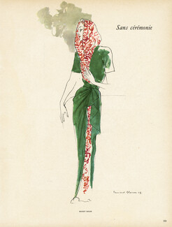 Maggy Rouff 1947 Bernard Blossac, Fashion Illustration