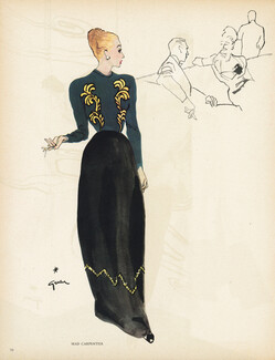 Mad Carpentier 1945 Evening Dress, René Gruau