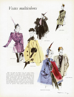 Vestes Multicolores, 1945 - Demachy Jean Patou, Balenciaga, Jane Regny, Nina Ricci, Madeleine de Rauch, Agnès-Drecoll