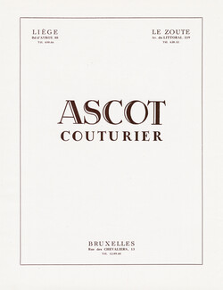 Ascot Couturier 1947 Bruxelles, Rue des Chevaliers, 13