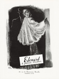 Édouard (Fur clothing) 1947 Fourreur Créateur, Bruxelles, Signé Teofila