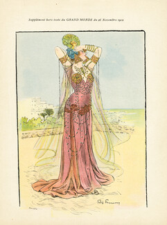 Les Modes du Grand Monde 1902 Belle Époque, Orientalism, Félix Fournery Fashion Illustration