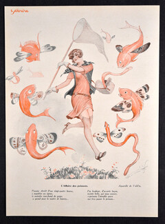 L'Affaire des poissons, 1929 - Vald'es circa "Poisson d'Avril", Fish-Butterflies