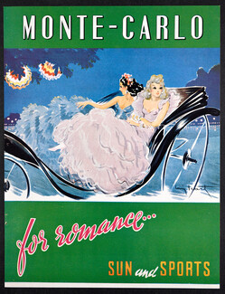 Monte Carlo (City) 1948 For Romance... Sun and Sports, Calash, Louis Icart