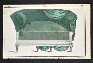 Magasin des Modes Nouvelles 1787 cahier n°17, plate n°3, Charpentier, Sopha (Sofa) en Pommier