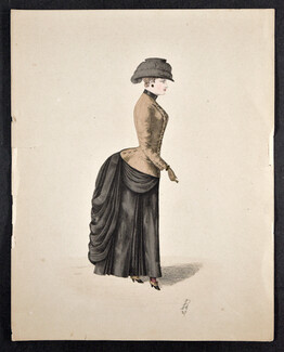 Hand colored fashion plate, 19th Century