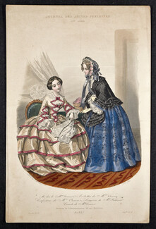 Journal des Jeunes Personnes 1854 hand colored fashion plate