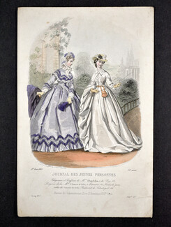 Journal des Jeunes Personnes 1863 Héloïse Leloir hand colored fashion plate