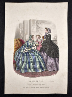 La Mode de Paris 1859 Anaïs Toudouze, hand colored fashion plate