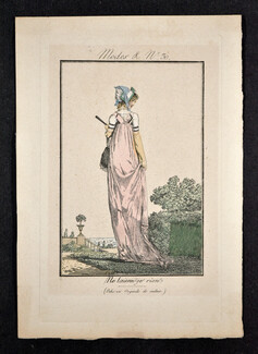Ne laissai-je rien ? Hand-colored engraving "Modes & n°30", 19th Century Costumes