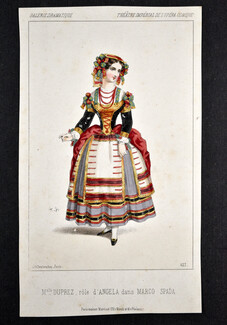 Galerie dramatique - Théâtre de L'Opéra Comique 1853 Mlle Duprez, A. Lacauchie, Theatre Costume