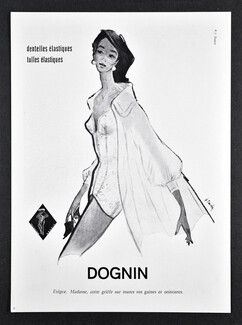 Dognin (Fabric) 1958 Corselette, Fashion Illustration